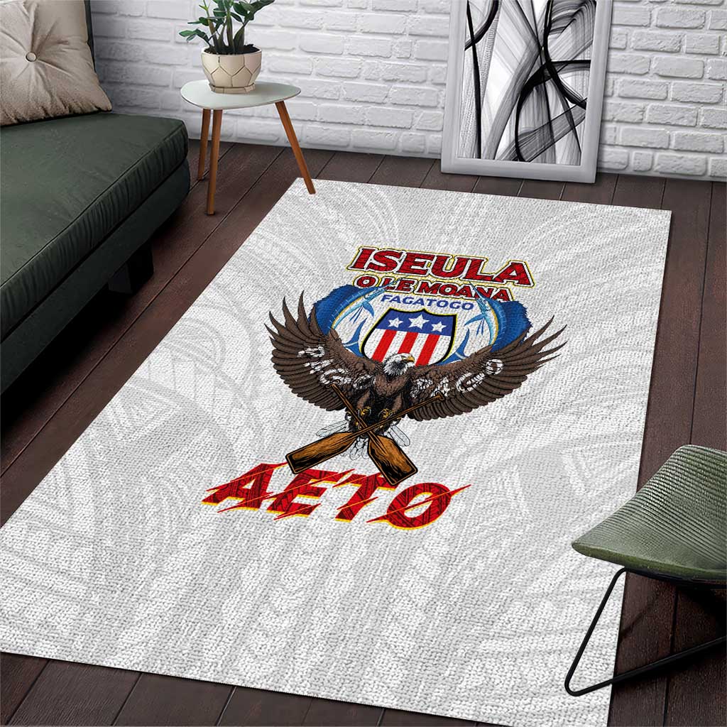 American Samoa Fautasi Area Rug Pago Pago Aeto and Iseula o le Moana of Fagatogo White Color LT03 White - Polynesian Pride