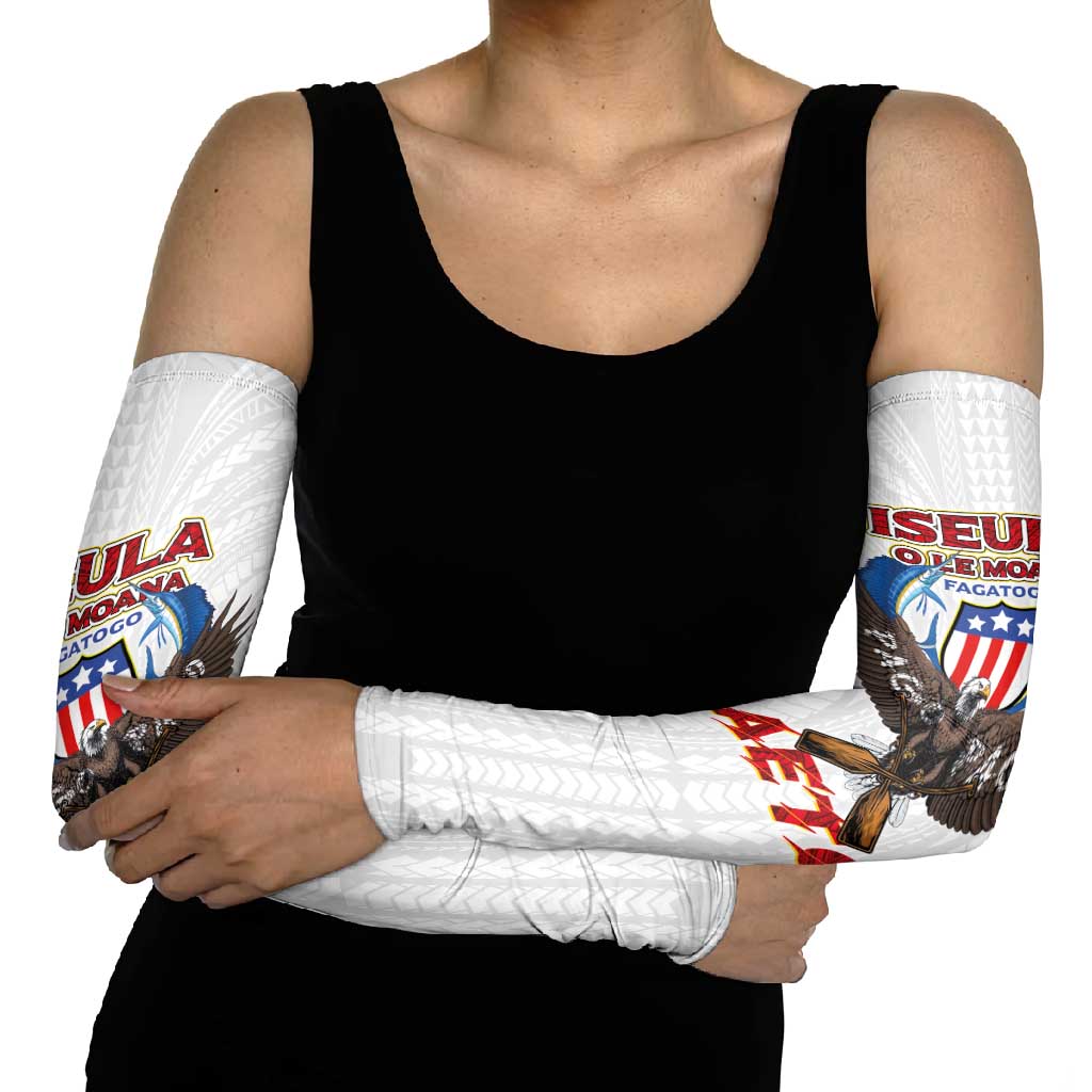 American Samoa Fautasi Arm Sleeves Pago Pago Aeto and Iseula o le Moana of Fagatogo White Color LT03 - Polynesian Pride