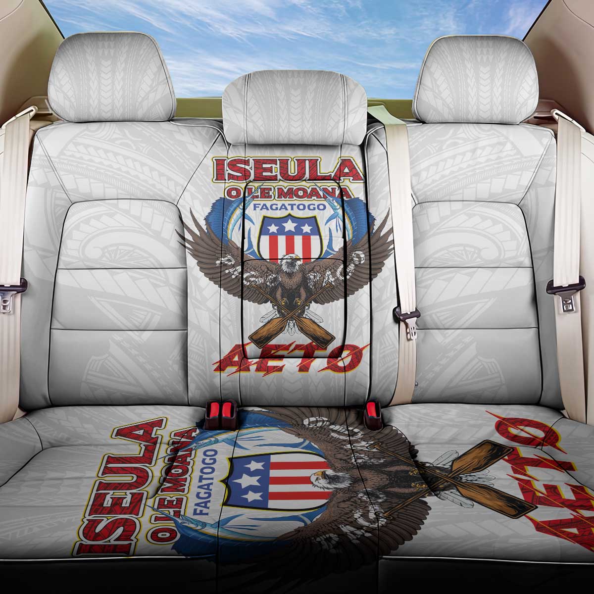 American Samoa Fautasi Back Car Seat Cover Pago Pago Aeto and Iseula o le Moana of Fagatogo White Color LT03 One Size White - Polynesian Pride