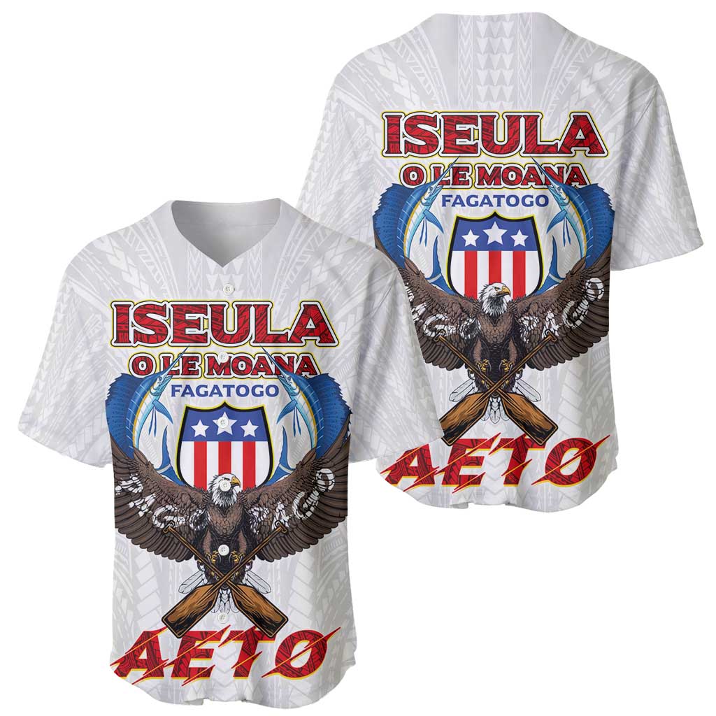 American Samoa Fautasi Baseball Jersey Pago Pago Aeto and Iseula o le Moana of Fagatogo White Color LT03 - Polynesian Pride