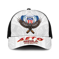 American Samoa Fautasi Baseball Net Cap Pago Pago Aeto and Iseula o le Moana of Fagatogo White Color LT03 One Size Black White - Polynesian Pride