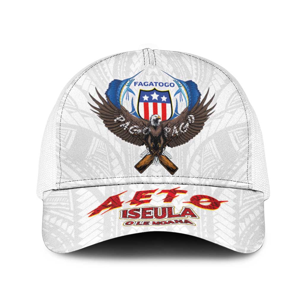American Samoa Fautasi Baseball Net Cap Pago Pago Aeto and Iseula o le Moana of Fagatogo White Color LT03 One Size White White - Polynesian Pride