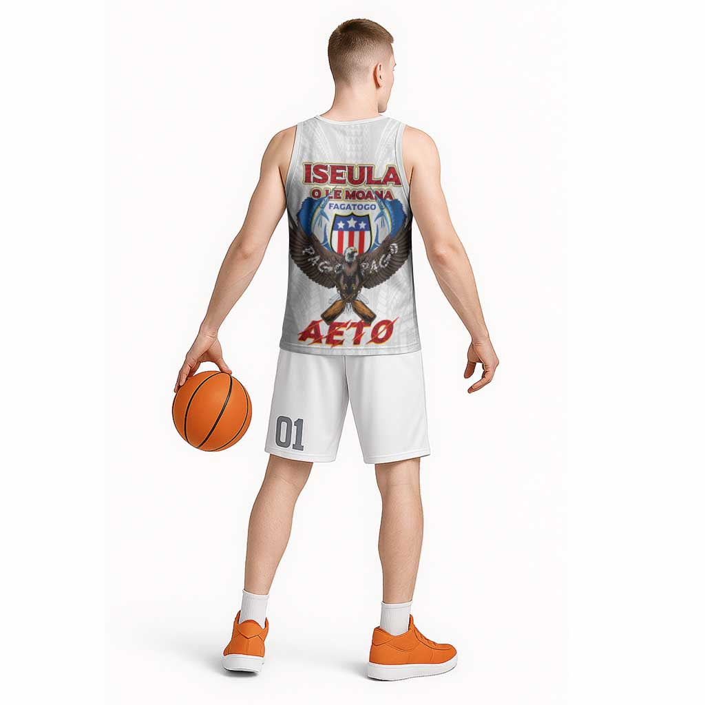 American Samoa Fautasi Basketball Jersey Pago Pago Aeto and Iseula o le Moana of Fagatogo White Color LT03 - Polynesian Pride