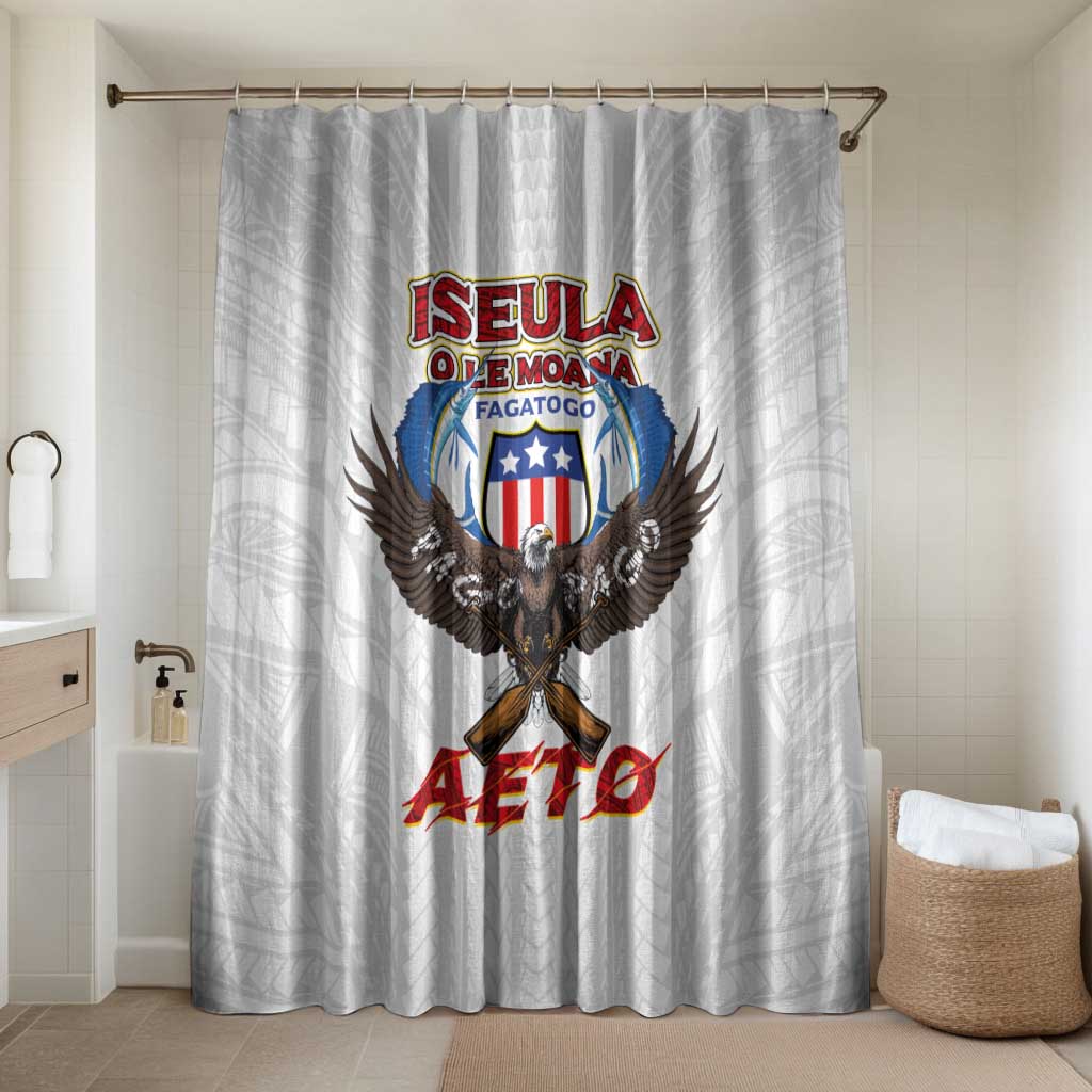American Samoa Fautasi Bathroom Set Pago Pago Aeto and Iseula o le Moana of Fagatogo White Color LT03 Shower Curtain Only White - Polynesian Pride