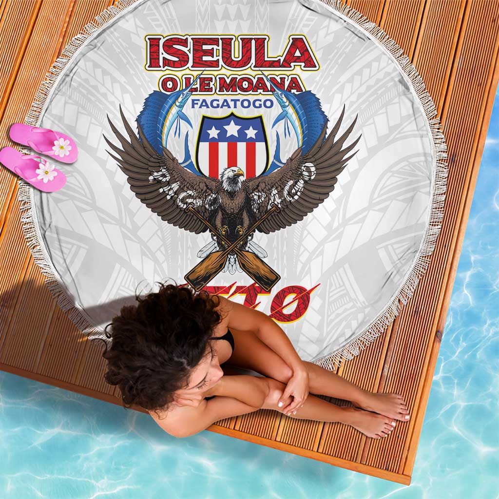 American Samoa Fautasi Beach Blanket Pago Pago Aeto and Iseula o le Moana of Fagatogo White Color LT03 - Polynesian Pride