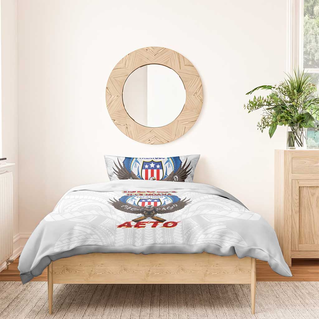 American Samoa Fautasi Bedding Set Pago Pago Aeto and Iseula o le Moana of Fagatogo White Color LT03 - Polynesian Pride