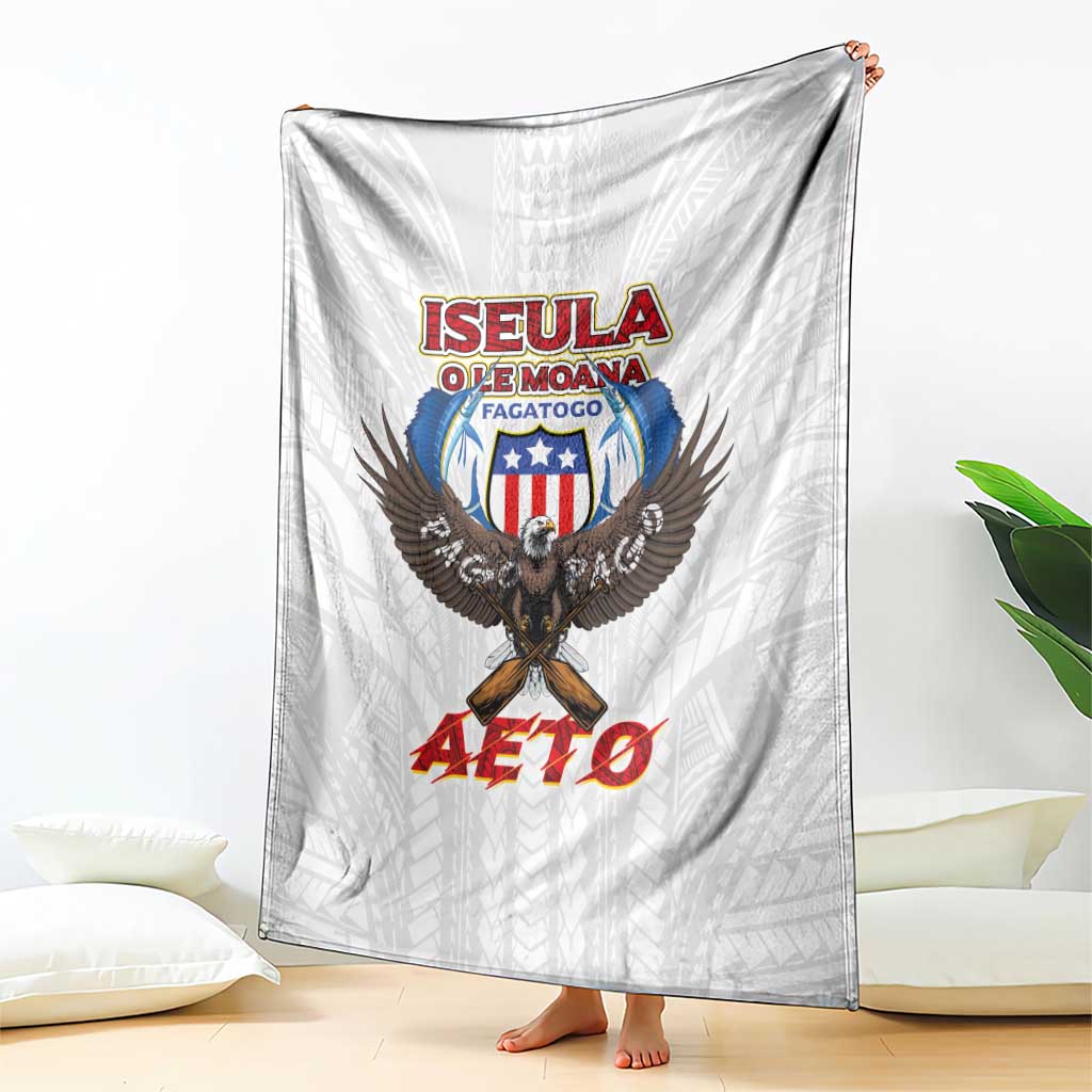 American Samoa Fautasi Blanket Pago Pago Aeto and Iseula o le Moana of Fagatogo White Color LT03 - Polynesian Pride