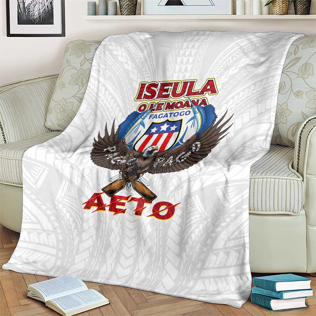 American Samoa Fautasi Blanket Pago Pago Aeto and Iseula o le Moana of Fagatogo White Color LT03 - Polynesian Pride