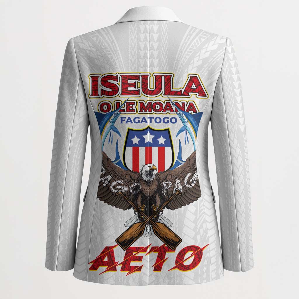 American Samoa Fautasi Blazer Pago Pago Aeto and Iseula o le Moana of Fagatogo White Color LT03 - Polynesian Pride