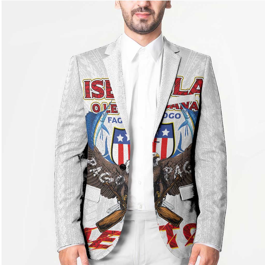 American Samoa Fautasi Blazer Pago Pago Aeto and Iseula o le Moana of Fagatogo White Color LT03 - Polynesian Pride
