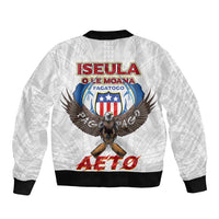 American Samoa Fautasi Bomber Jacket Pago Pago Aeto and Iseula o le Moana of Fagatogo White Color LT03 - Polynesian Pride