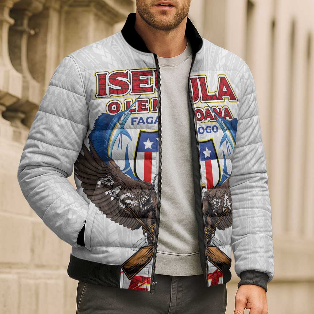 American Samoa Fautasi Bomber Puffer Jacket Pago Pago Aeto and Iseula o le Moana of Fagatogo White Color LT03 - Polynesian Pride
