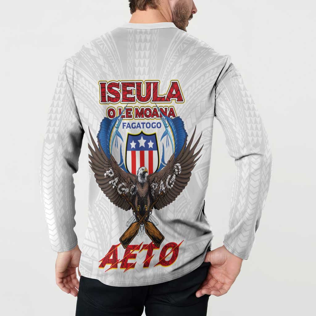American Samoa Fautasi Button Sweatshirt Pago Pago Aeto and Iseula o le Moana of Fagatogo White Color LT03 - Polynesian Pride