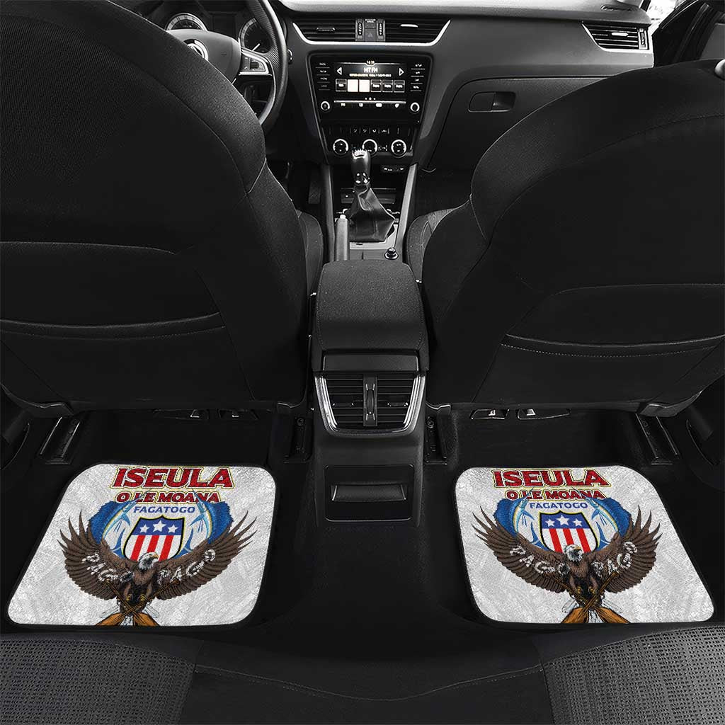 American Samoa Fautasi Car Mats Pago Pago Aeto and Iseula o le Moana of Fagatogo White Color LT03 Set 2pcs - Back White - Polynesian Pride