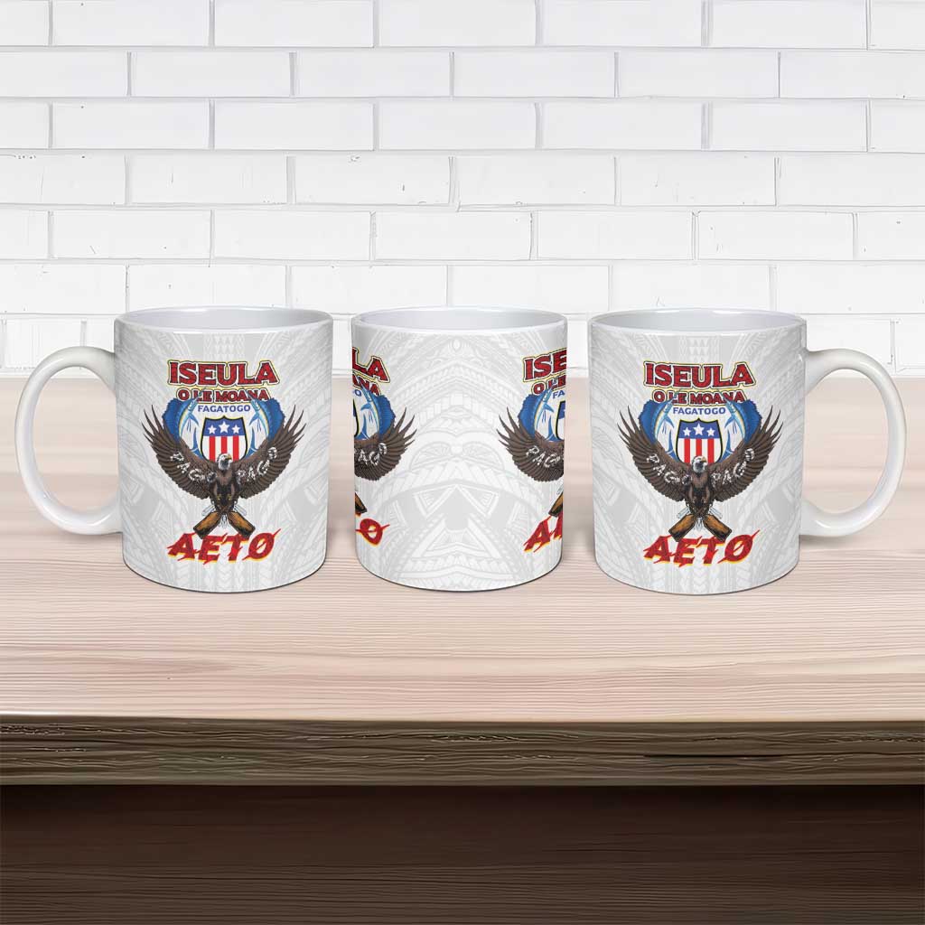 American Samoa Fautasi Ceramic Mug Pago Pago Aeto and Iseula o le Moana of Fagatogo White Color LT03 - Polynesian Pride
