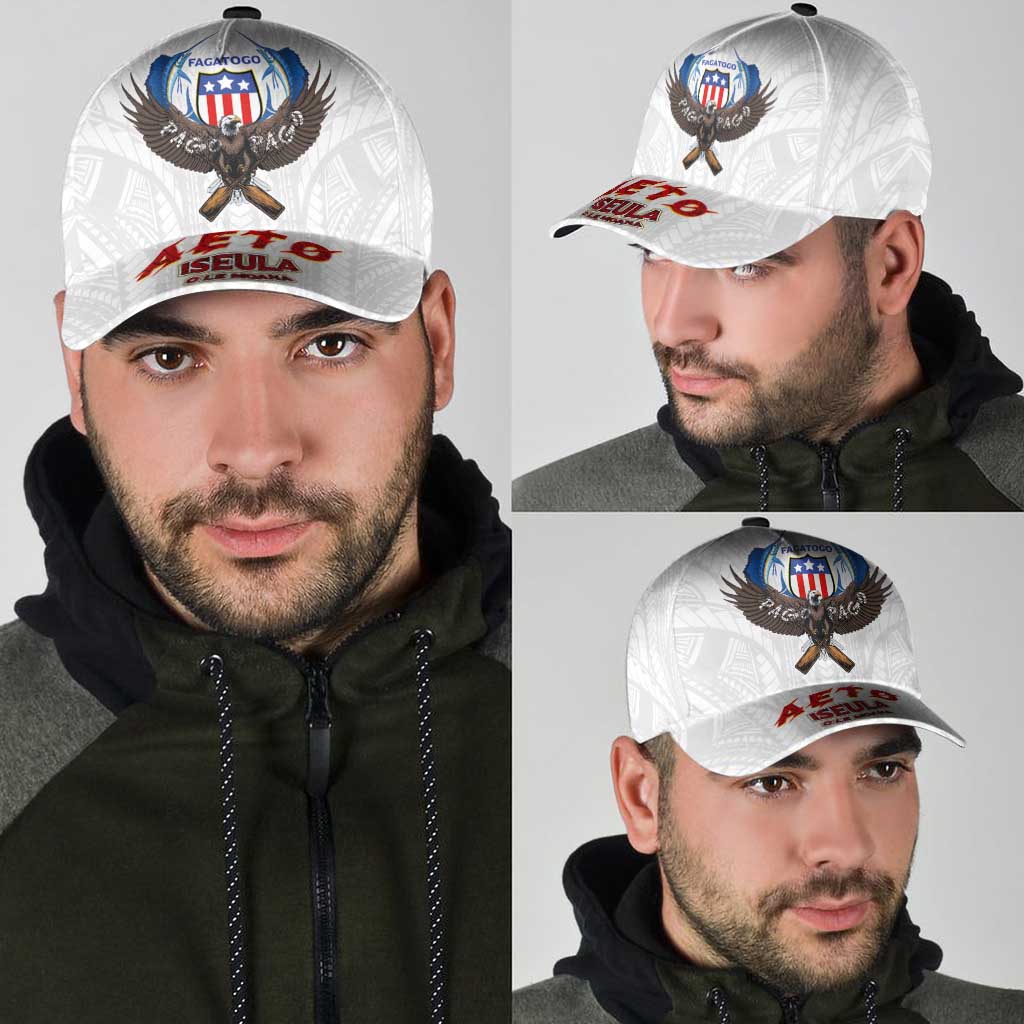 American Samoa Fautasi Classic Cap Pago Pago Aeto and Iseula o le Moana of Fagatogo White Color LT03 - Polynesian Pride