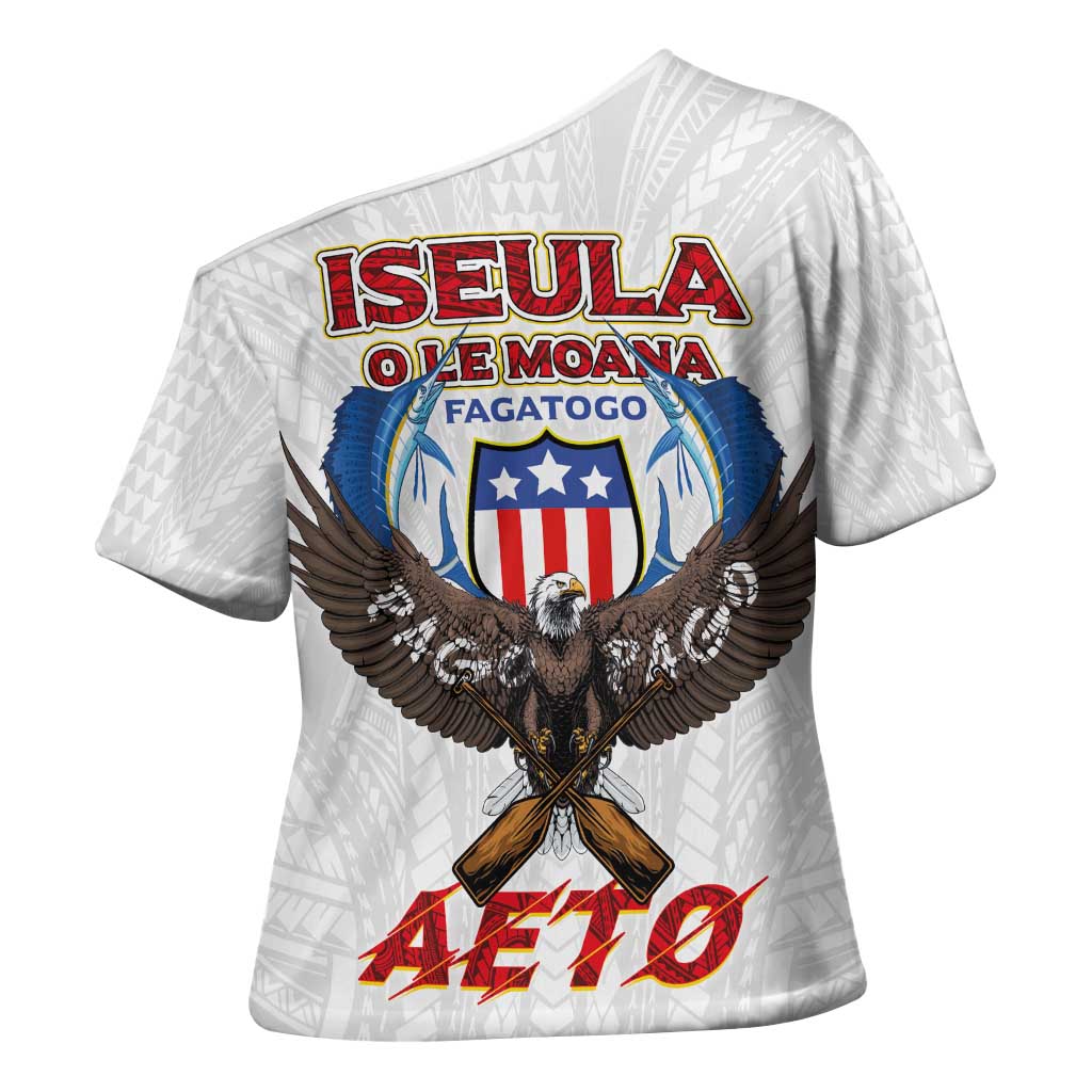 American Samoa Fautasi Cross Shoulder Shirt Pago Pago Aeto and Iseula o le Moana of Fagatogo White Color LT03 - Polynesian Pride