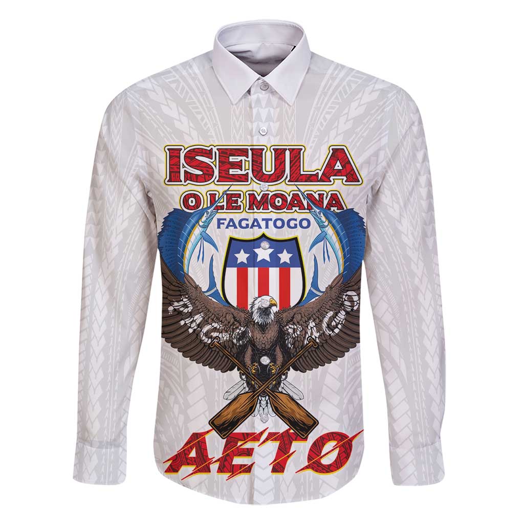 American Samoa Fautasi Family Matching Mermaid Dress and Hawaiian Shirt Pago Pago Aeto and Iseula o le Moana of Fagatogo White Color LT03 Dad's Shirt - Long Sleeve White - Polynesian Pride