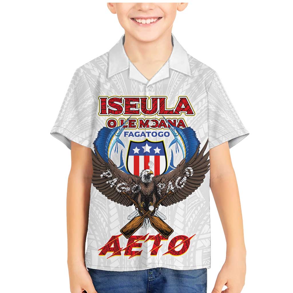 American Samoa Fautasi Family Matching Mermaid Dress and Hawaiian Shirt Pago Pago Aeto and Iseula o le Moana of Fagatogo White Color LT03 Son's Shirt White - Polynesian Pride