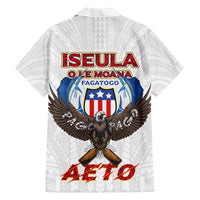 American Samoa Fautasi Family Matching Off The Shoulder Long Sleeve Dress and Hawaiian Shirt Pago Pago Aeto and Iseula o le Moana of Fagatogo White Color LT03 - Polynesian Pride