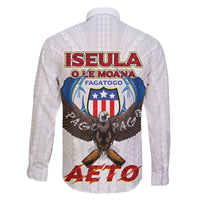 American Samoa Fautasi Family Matching Off The Shoulder Long Sleeve Dress and Hawaiian Shirt Pago Pago Aeto and Iseula o le Moana of Fagatogo White Color LT03 - Polynesian Pride