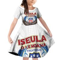 American Samoa Fautasi Family Matching Off Shoulder Short Dress and Hawaiian Shirt Pago Pago Aeto and Iseula o le Moana of Fagatogo White Color LT03 Daughter's Dress White - Polynesian Pride