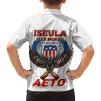 American Samoa Fautasi Family Matching Short Sleeve Bodycon Dress and Hawaiian Shirt Pago Pago Aeto and Iseula o le Moana of Fagatogo White Color LT03 - Polynesian Pride