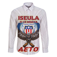 American Samoa Fautasi Family Matching Short Sleeve Bodycon Dress and Hawaiian Shirt Pago Pago Aeto and Iseula o le Moana of Fagatogo White Color LT03 Dad's Shirt - Long Sleeve White - Polynesian Pride