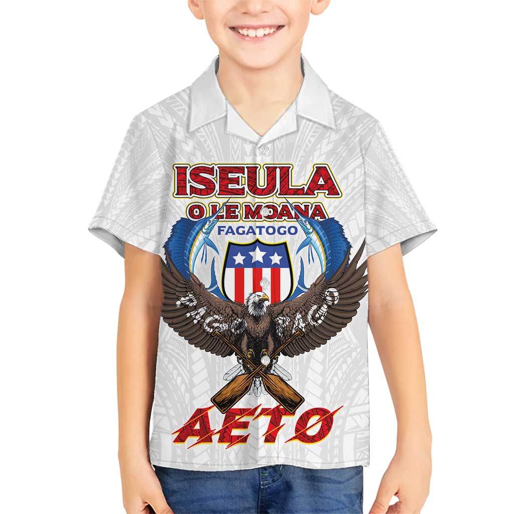 American Samoa Fautasi Family Matching Summer Maxi Dress and Hawaiian Shirt Pago Pago Aeto and Iseula o le Moana of Fagatogo White Color LT03 Son's Shirt White - Polynesian Pride
