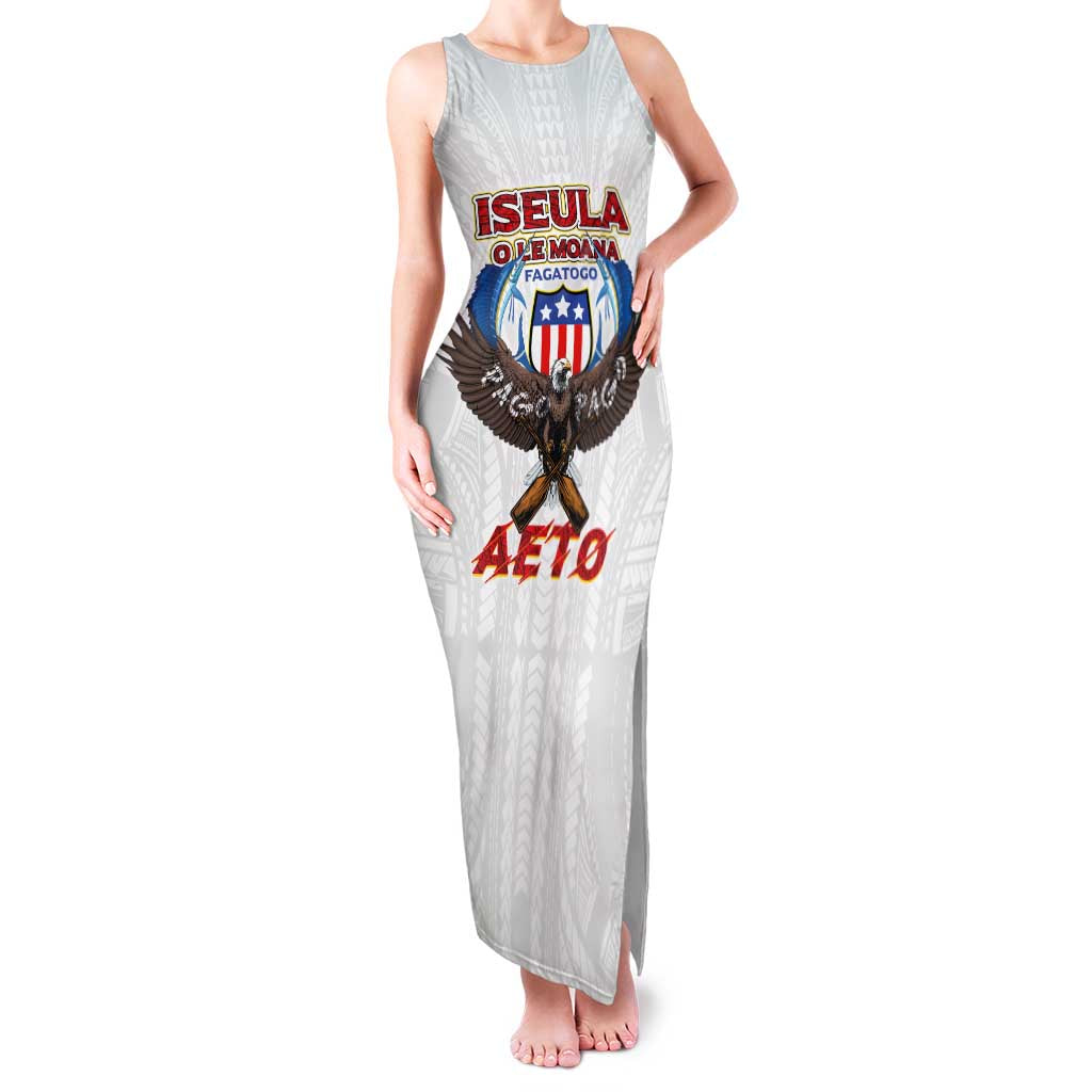 American Samoa Fautasi Family Matching Tank Maxi Dress and Hawaiian Shirt Pago Pago Aeto and Iseula o le Moana of Fagatogo White Color LT03 Mom's Dress White - Polynesian Pride