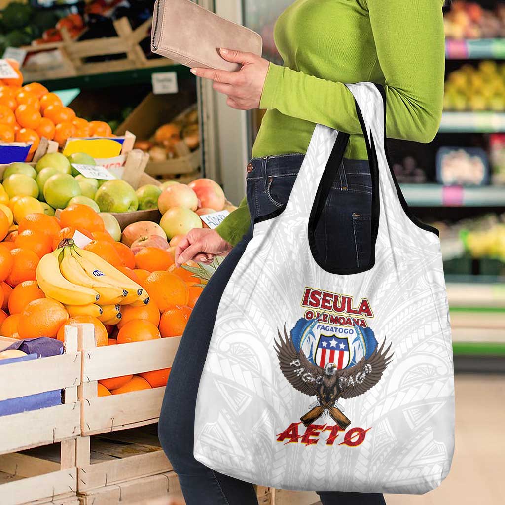 American Samoa Fautasi Grocery Bag Pago Pago Aeto and Iseula o le Moana of Fagatogo White Color LT03 - Polynesian Pride