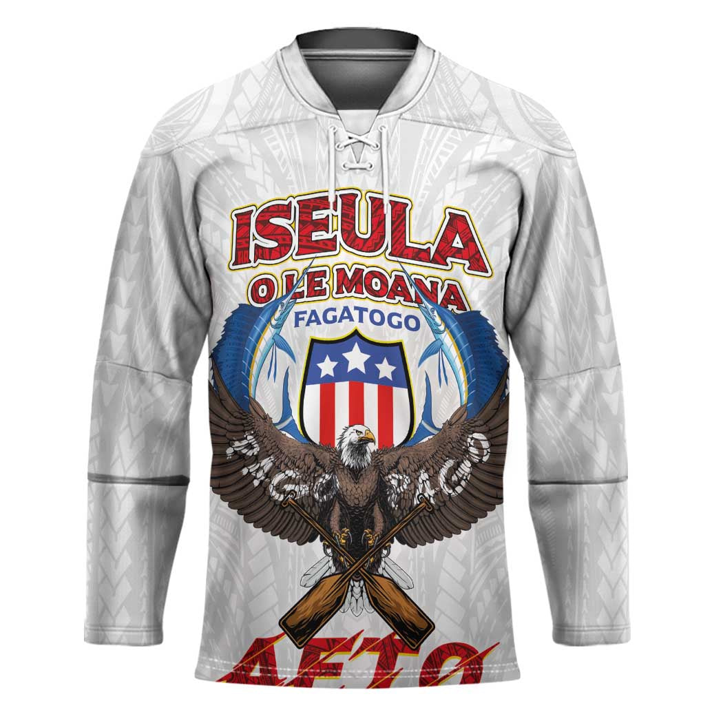 American Samoa Fautasi Hockey Jersey Pago Pago Aeto and Iseula o le Moana of Fagatogo White Color LT03 Unisex White - Polynesian Pride