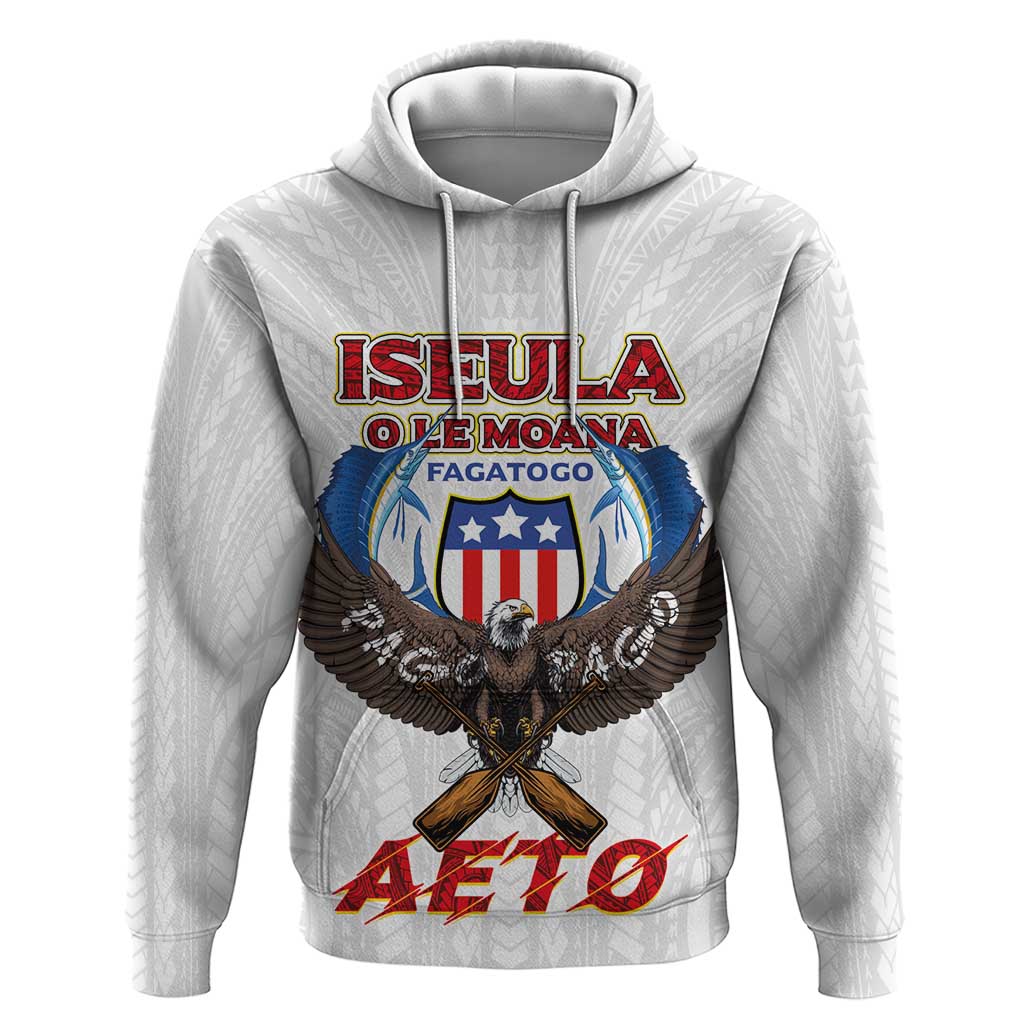 American Samoa Fautasi Hoodie Pago Pago Aeto and Iseula o le Moana of Fagatogo White Color LT03 Pullover Hoodie White - Polynesian Pride