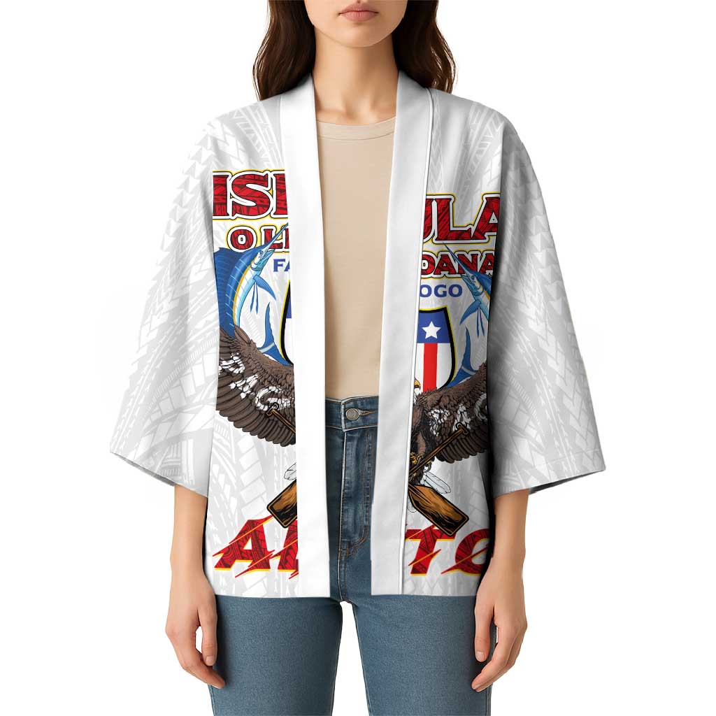 American Samoa Fautasi Kimono Pago Pago Aeto and Iseula o le Moana of Fagatogo White Color LT03 - Polynesian Pride