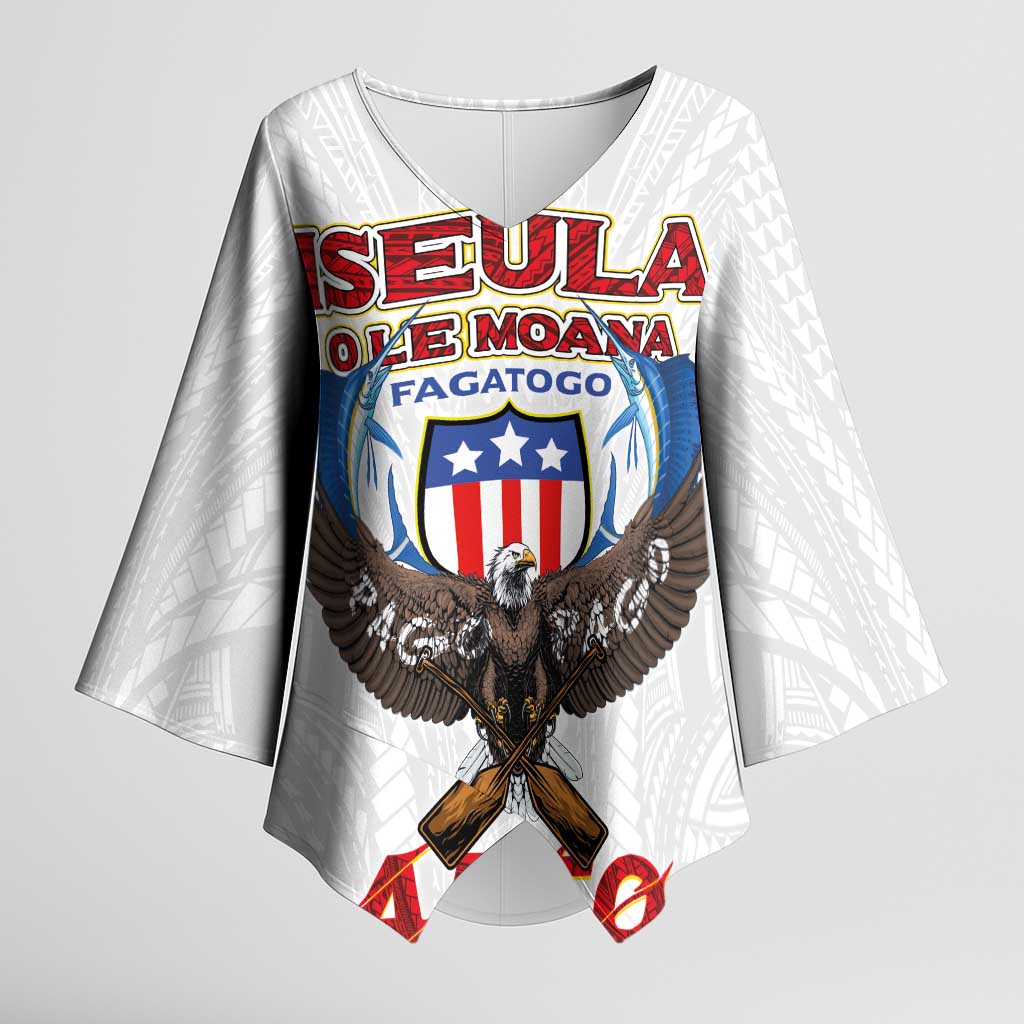 American Samoa Fautasi Kimono Sleeve Blouse Pago Pago Aeto and Iseula o le Moana of Fagatogo White Color LT03 Female White - Polynesian Pride