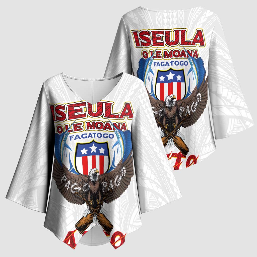 American Samoa Fautasi Kimono Sleeve Blouse Pago Pago Aeto and Iseula o le Moana of Fagatogo White Color LT03 - Polynesian Pride
