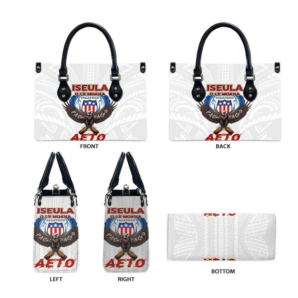 American Samoa Fautasi Leather Bag Pago Pago Aeto and Iseula o le Moana of Fagatogo White Color LT03 - Polynesian Pride