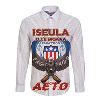 American Samoa Fautasi Long Sleeve Button Shirt Pago Pago Aeto and Iseula o le Moana of Fagatogo White Color LT03 Unisex White - Polynesian Pride