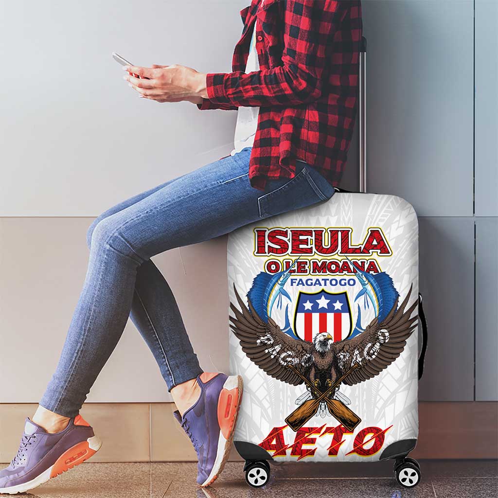 American Samoa Fautasi Luggage Cover Pago Pago Aeto and Iseula o le Moana of Fagatogo White Color LT03 - Polynesian Pride