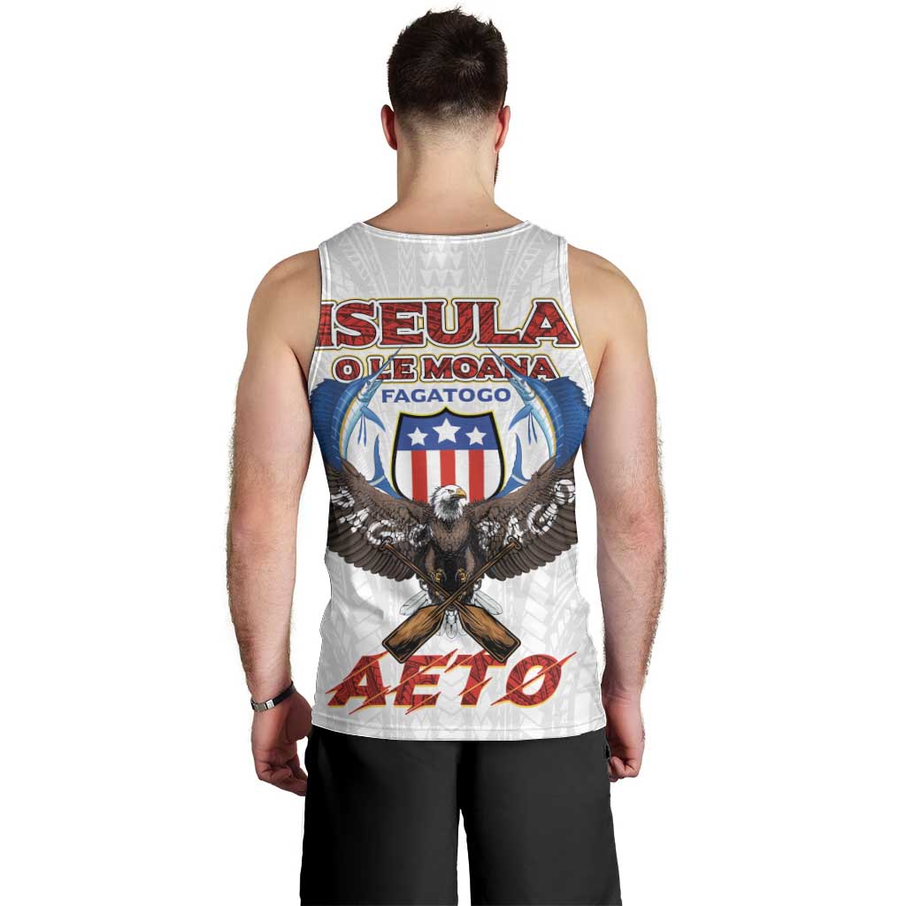 American Samoa Fautasi Men Tank Top Pago Pago Aeto and Iseula o le Moana of Fagatogo White Color LT03 - Polynesian Pride