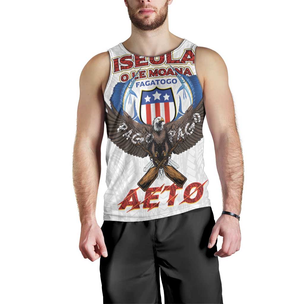 American Samoa Fautasi Men Tank Top Pago Pago Aeto and Iseula o le Moana of Fagatogo White Color LT03 - Polynesian Pride