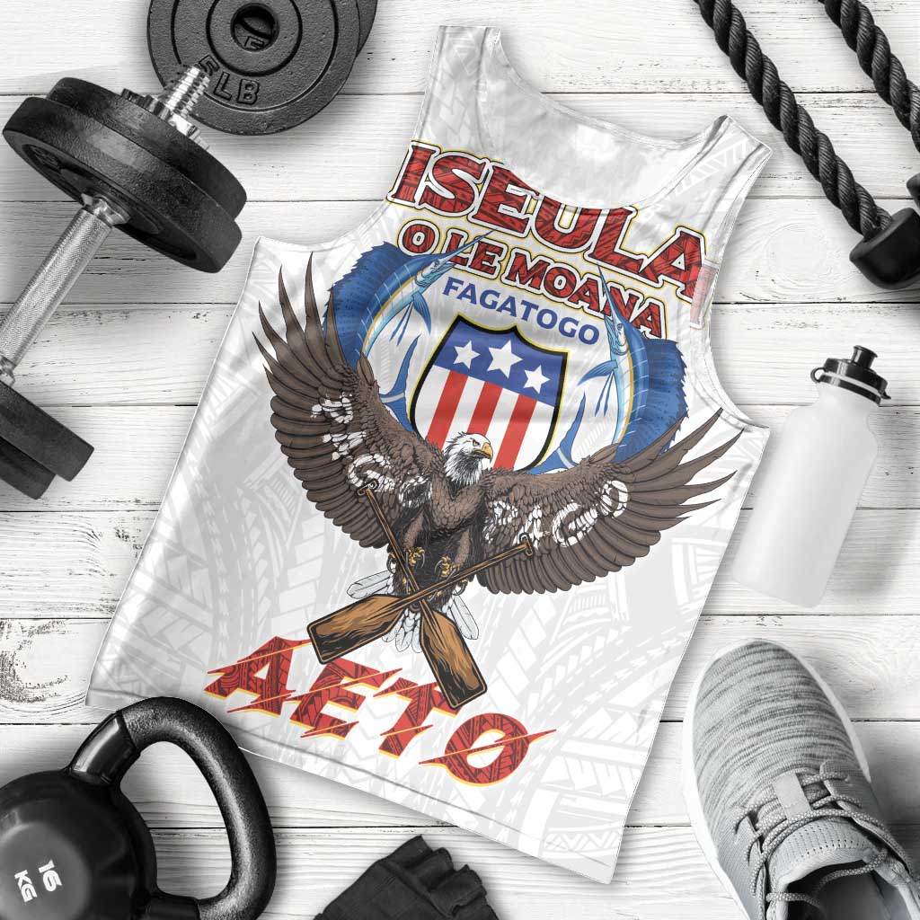 American Samoa Fautasi Men Tank Top Pago Pago Aeto and Iseula o le Moana of Fagatogo White Color LT03 - Polynesian Pride