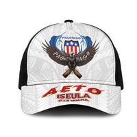 American Samoa Fautasi Mesh Trucker Cap Pago Pago Aeto and Iseula o le Moana of Fagatogo White Color LT03 One Size Black White - Polynesian Pride
