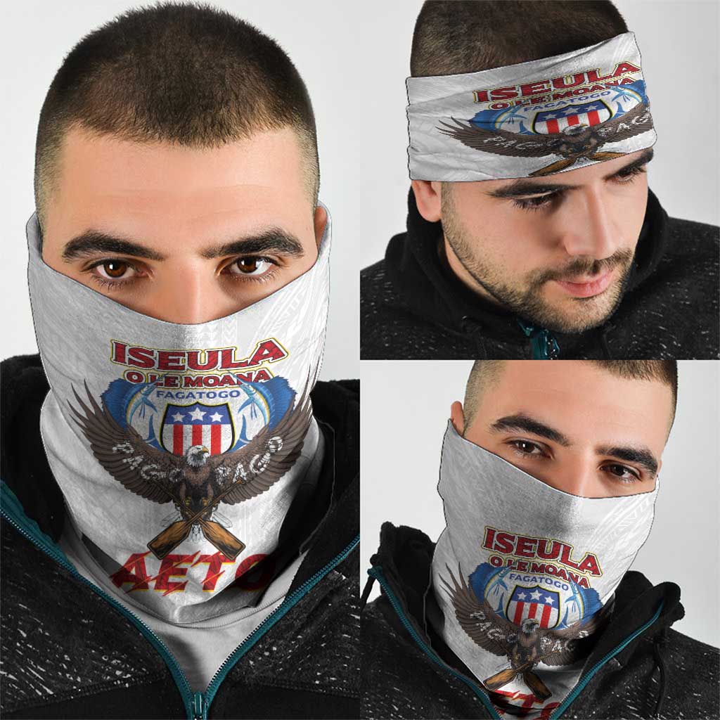 American Samoa Fautasi Neck Gaiter Pago Pago Aeto and Iseula o le Moana of Fagatogo White Color LT03 - Polynesian Pride