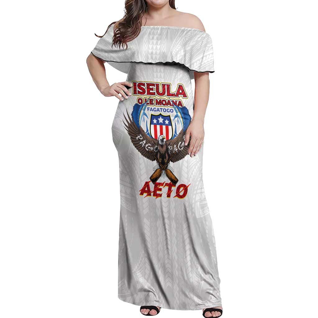 American Samoa Fautasi Off Shoulder Maxi Dress Pago Pago Aeto and Iseula o le Moana of Fagatogo White Color LT03 Women White - Polynesian Pride