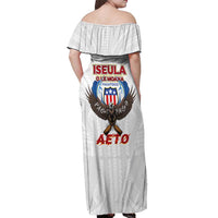 American Samoa Fautasi Off Shoulder Maxi Dress Pago Pago Aeto and Iseula o le Moana of Fagatogo White Color LT03 - Polynesian Pride