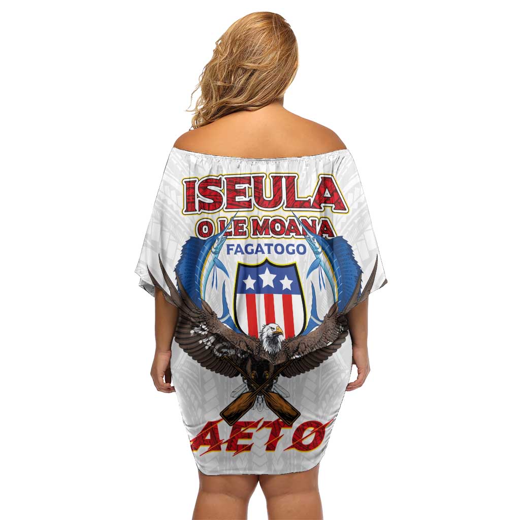 American Samoa Fautasi Off Shoulder Short Dress Pago Pago Aeto and Iseula o le Moana of Fagatogo White Color LT03 - Polynesian Pride