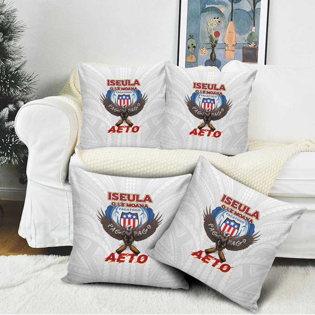 American Samoa Fautasi Pillow Cover Pago Pago Aeto and Iseula o le Moana of Fagatogo White Color LT03 - Polynesian Pride