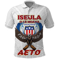 American Samoa Fautasi Polo Shirt Pago Pago Aeto and Iseula o le Moana of Fagatogo White Color LT03 White - Polynesian Pride