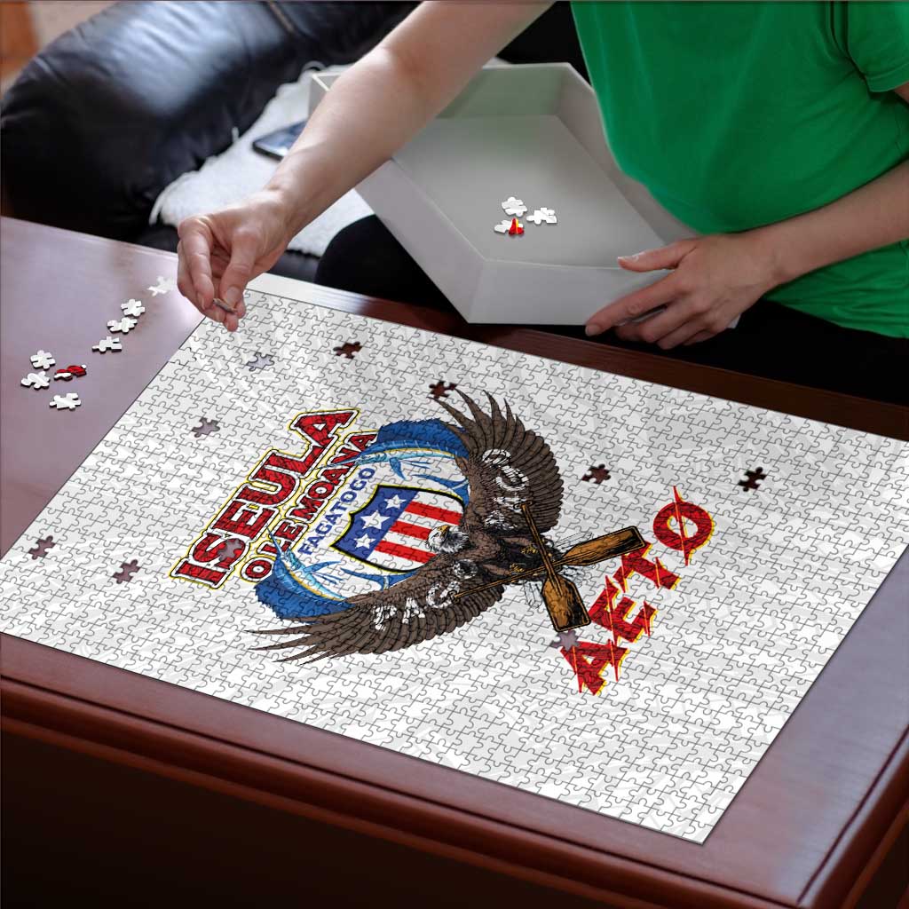 American Samoa Fautasi Puzzle Pago Pago Aeto and Iseula o le Moana of Fagatogo White Color LT03 - Polynesian Pride